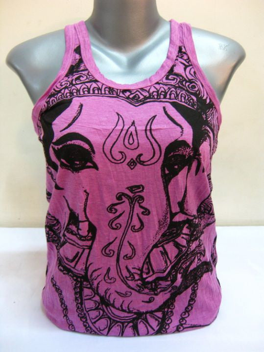 Womens Purple Big Face Ganesh Tank Top