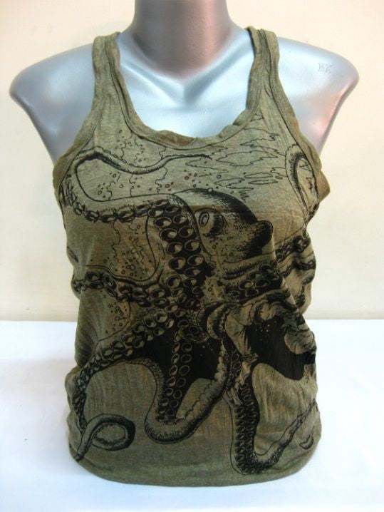 Womens Green Octopus Tank Top