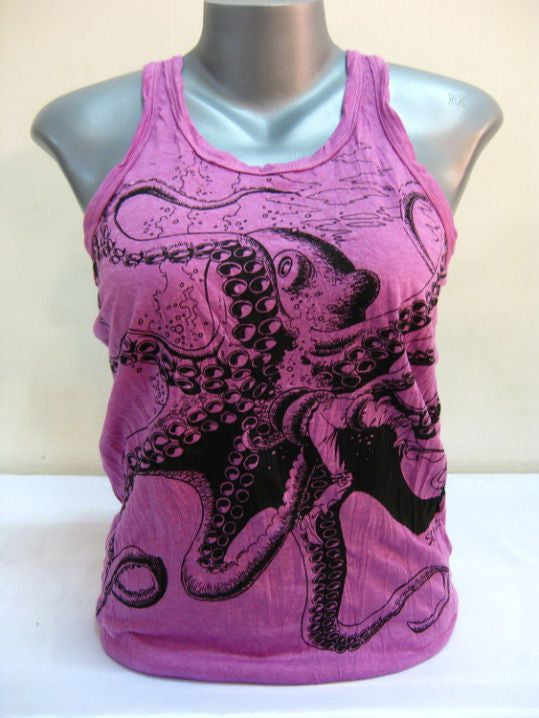 Womens Purple Octopus Tank Top