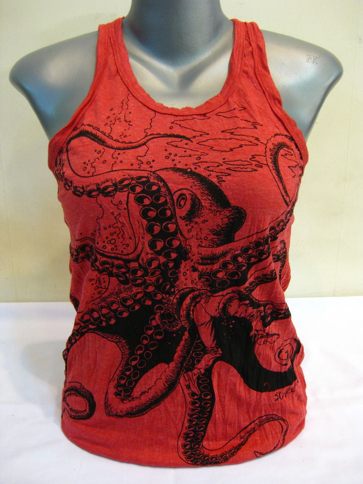 Womens Red Octopus Tank Top