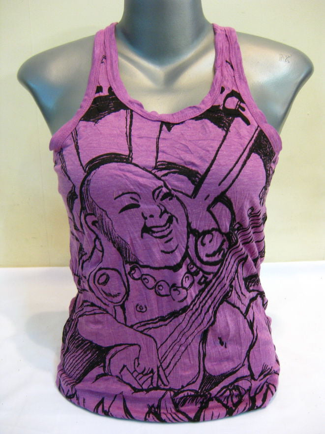Womens Purple Mandolin Buddha Tank Top