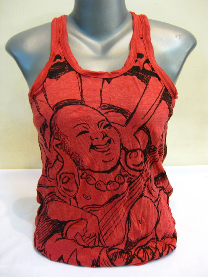 Womens Red Mandolin Buddha Tank Top
