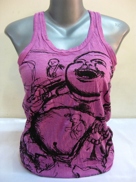 Womens Purple Happy Buddha Tank Top