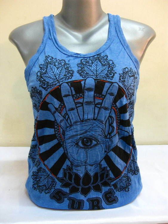 Womens Blue Eye of The Hand Tank Top
