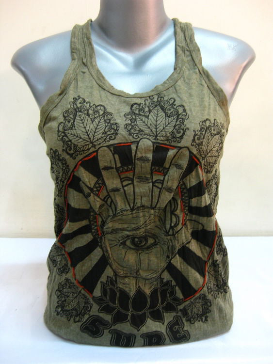 Womens Green Eye Of The Hand Tank Top