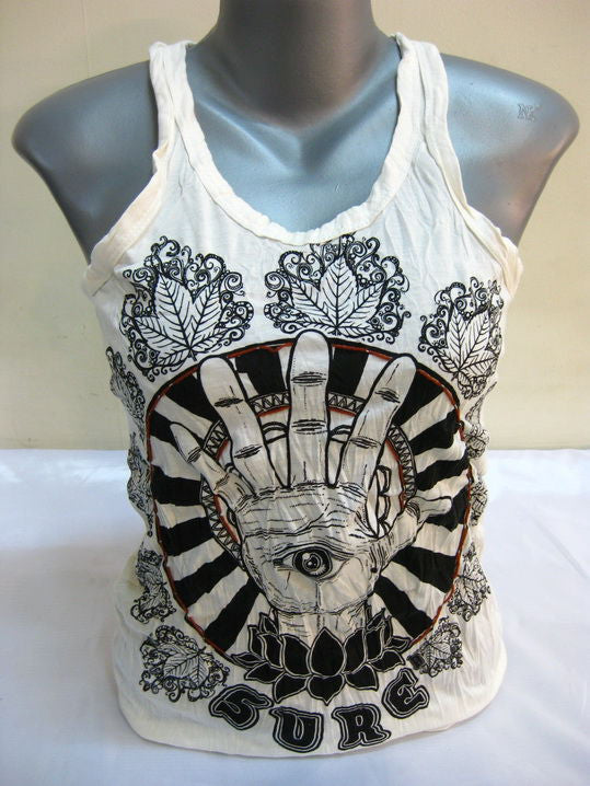 Womens White Eye Of The Hand Tank Top