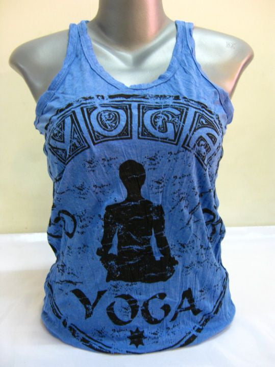 Womens Blue Infinitee Yoga Stamp Tank Top