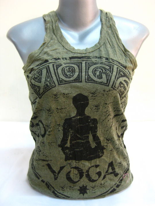 Womens Green Infinitee Yoga Stamp Tank Top