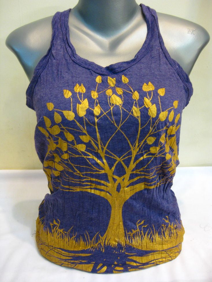 Womens Gold on Grape Tree of Life Tank Top