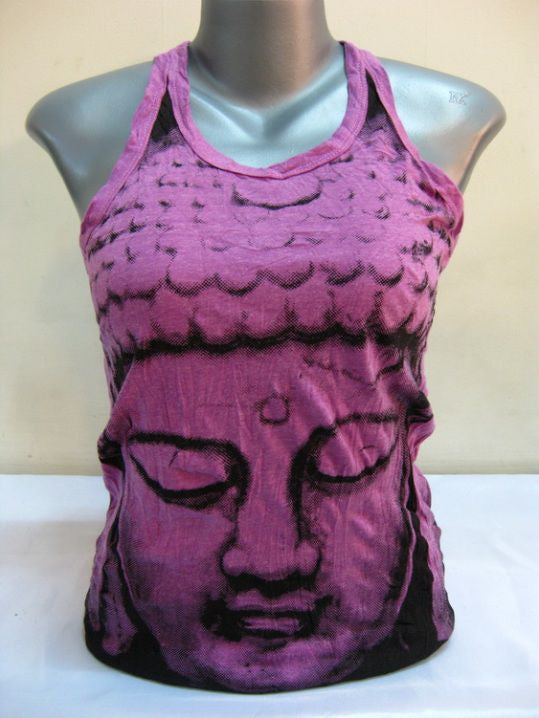 Womens Purple Big Face Buddha Tank Top