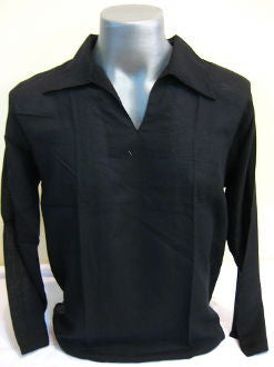 Mens Black Thai Cotton Yoga Shirt Long Sleeve T-Shirts