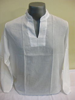 Mens White Thai Cotton Yoga Shirt Long Sleeve T-Shirts
