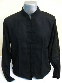 Mens Black Thai Cotton Yoga Shirt Long Sleeve T-Shirts