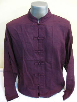 Mens Dark Purple Thai Cotton Yoga Shirt Long Sleeve T-Shirts