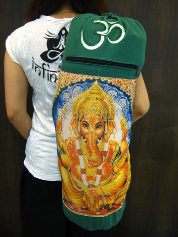 Green Embroidered Ohm | Ganesha Print Accessory